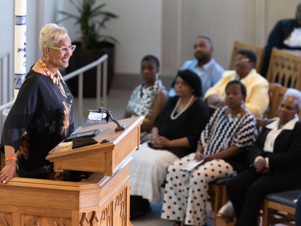 Hale preaches in Goodson Chapel as part of the OBCS MLK Lecture