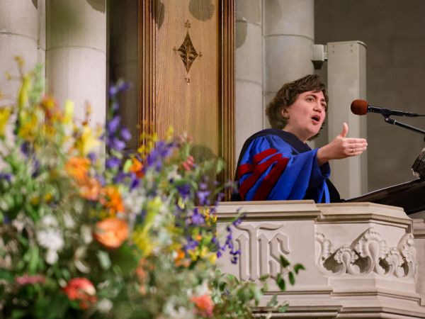 Jerusha Neal preaching during the 2025 Baccalaureate Service