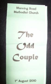 church program 2010 shows title "the odd couple" and date of 8/1/2010