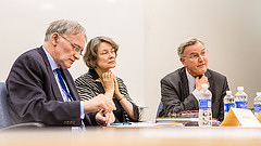 The Future of Theology panelists David Ford, Sarah Coakley, Alan Torrance.