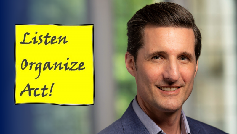 Bretherton headshot with Look Organize Act logo