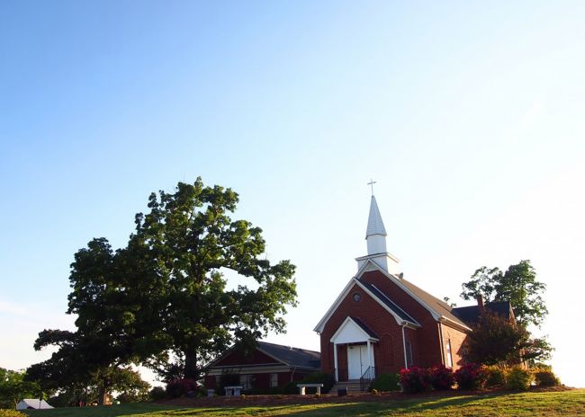 Church with trees