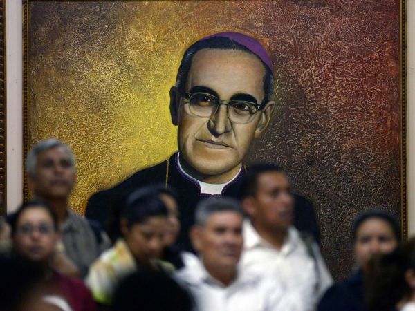 A painting of Saint Oscar Romero in El Salvador