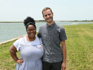 Avery Davis Lamb (right; gray shirt) and Karyn Bigelow (left; blue dress)