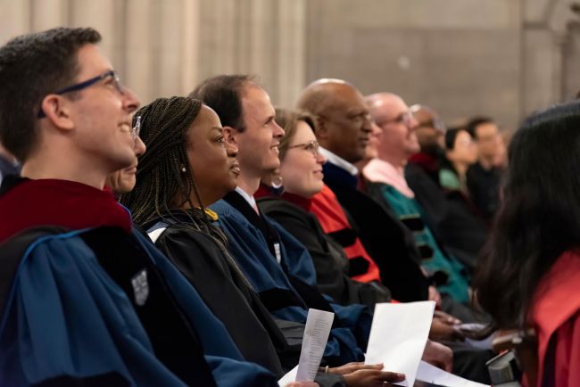 Faculty in Duke Chapel during the 2024 Baccalaureate Service
