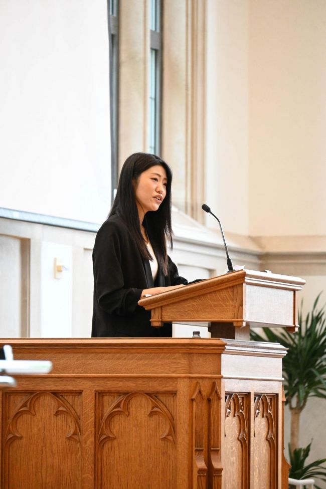 A student preaches in Goodson Chapel