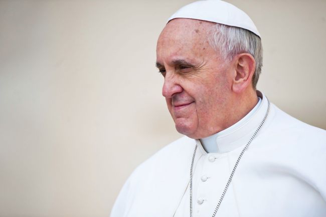 Pope Francis in white robes