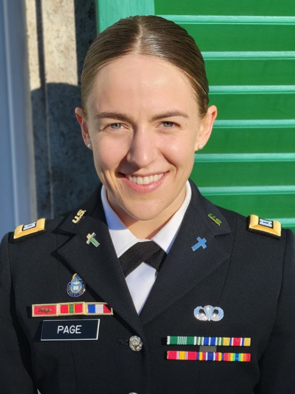 Anna Page headshot in army mess attire